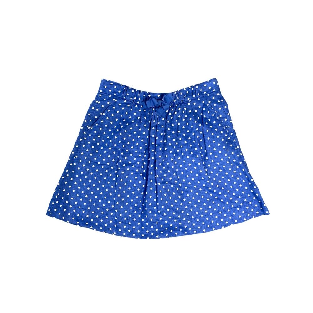 J.Crew 100% Linen Polka Dot Mini Skirt‎ Size 4 Cottagecore Elastic Waist Pockets
